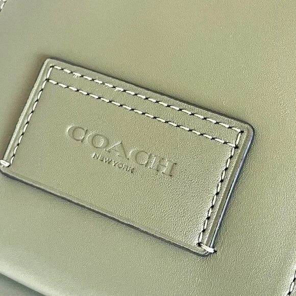 Coach Racer Sling Pack Army Green Leather Crossbody Bag CU252